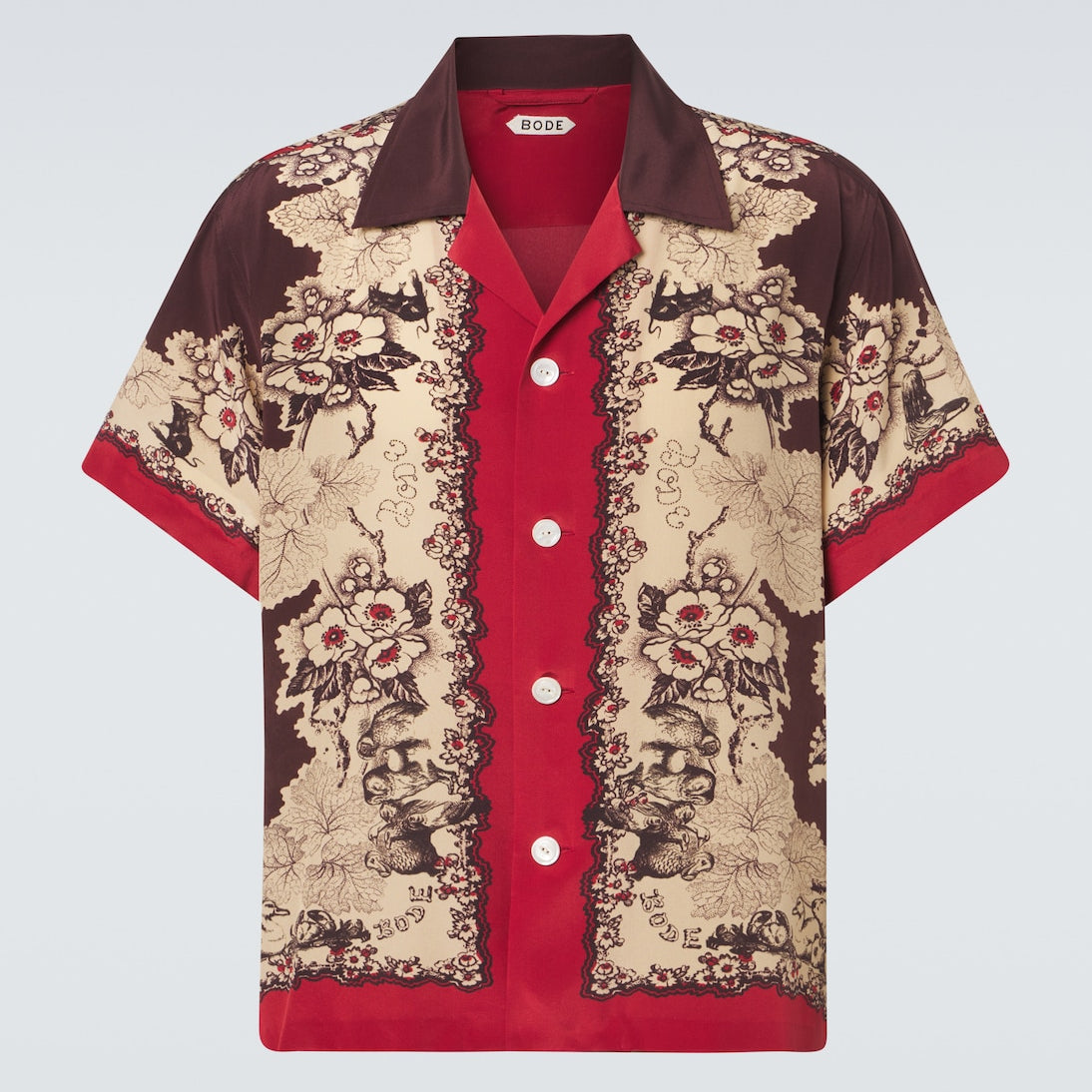 Bode - Printed silk bowling shirt