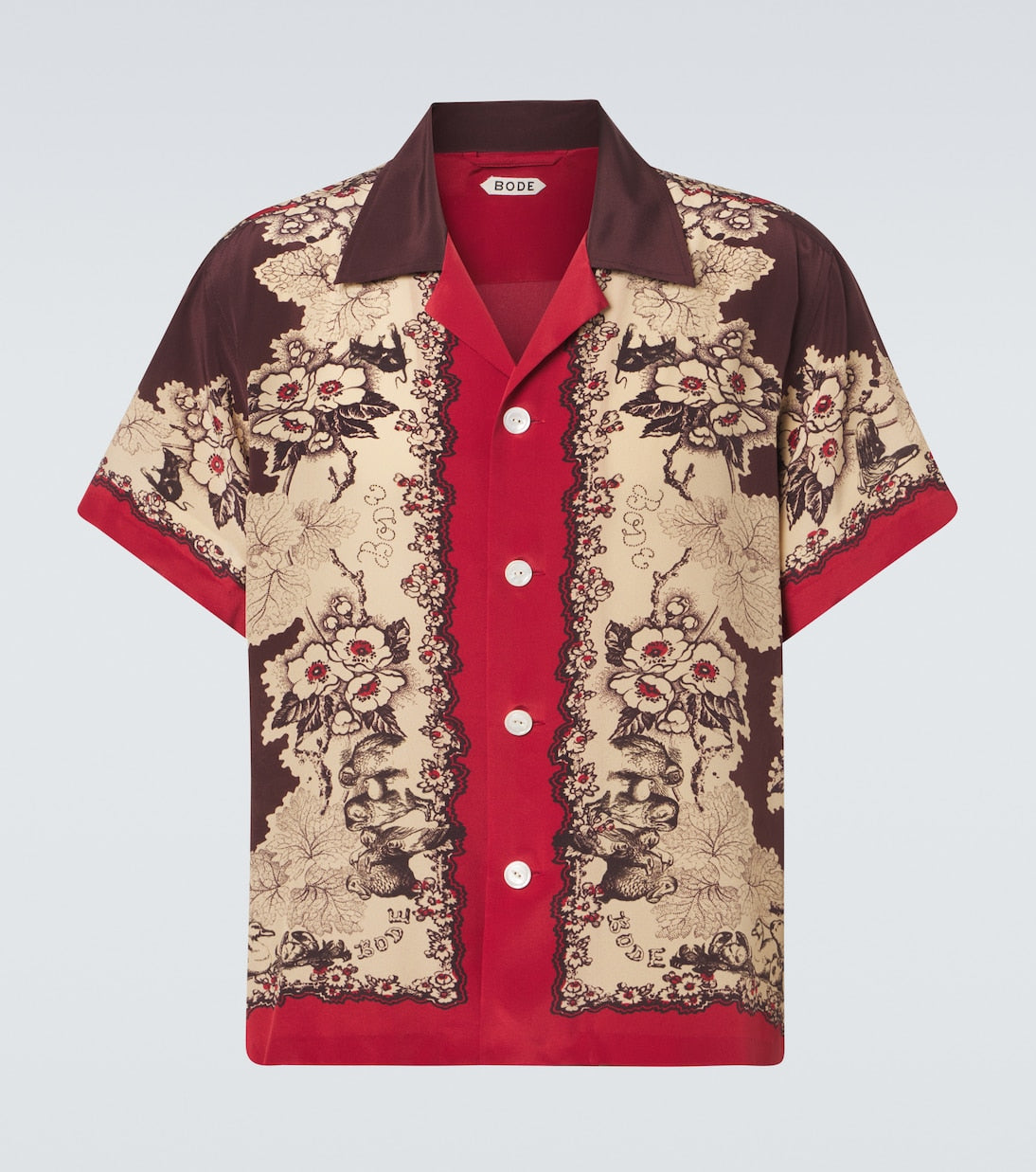 Bode - Printed silk bowling shirt