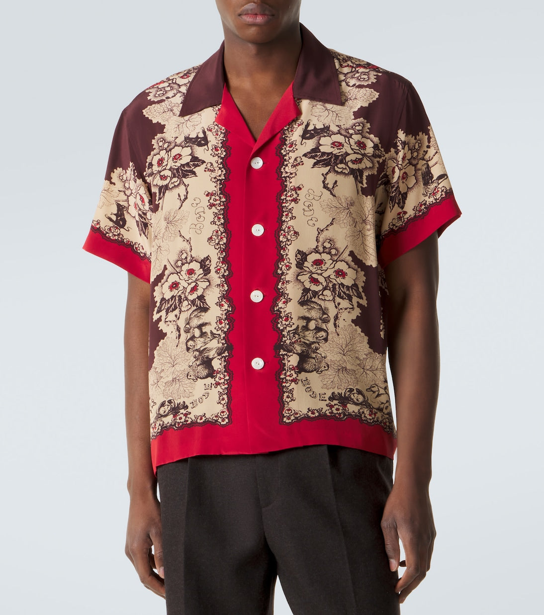 Bode - Printed silk bowling shirt