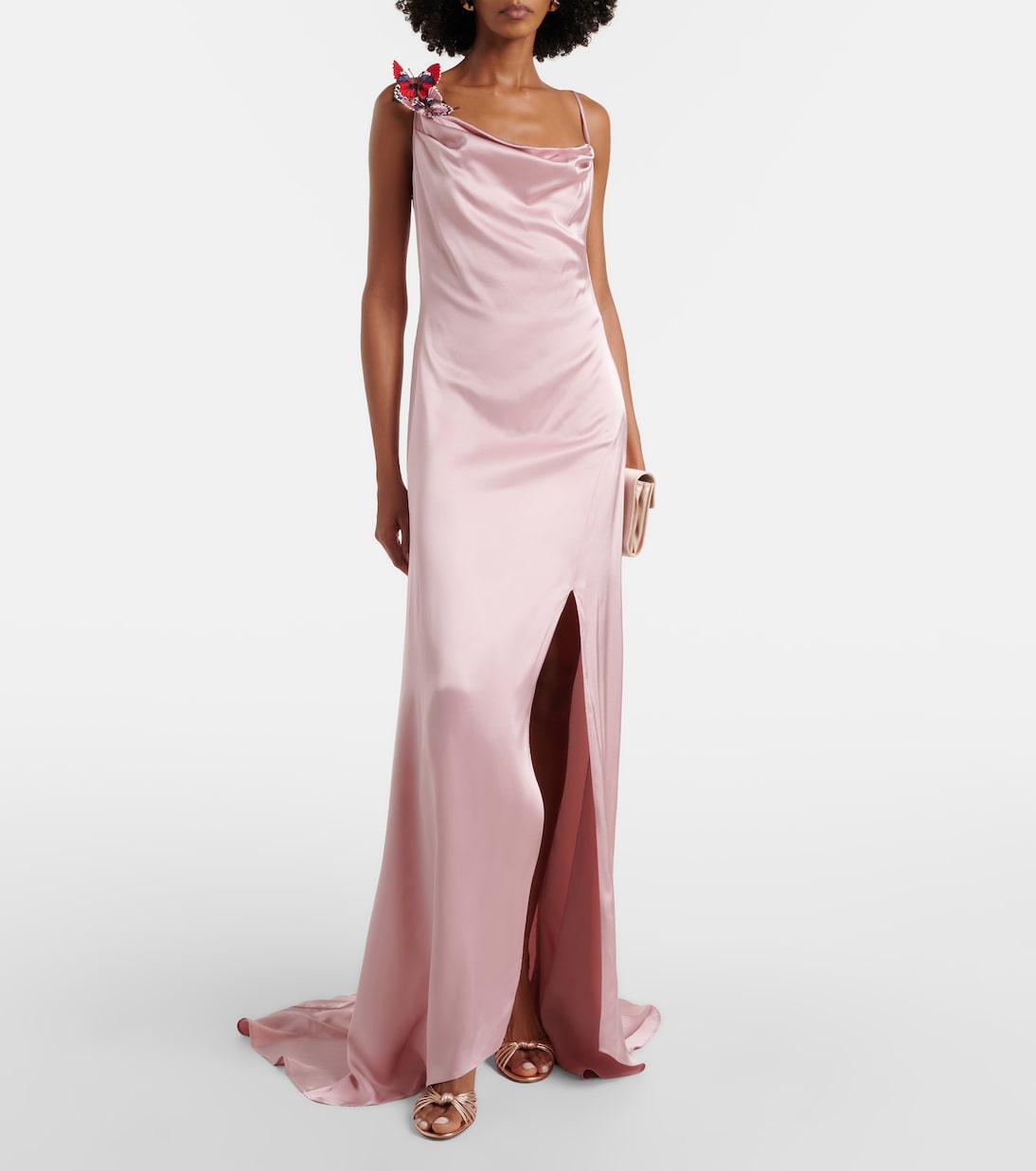 Blumarine - Appliqué satin gown