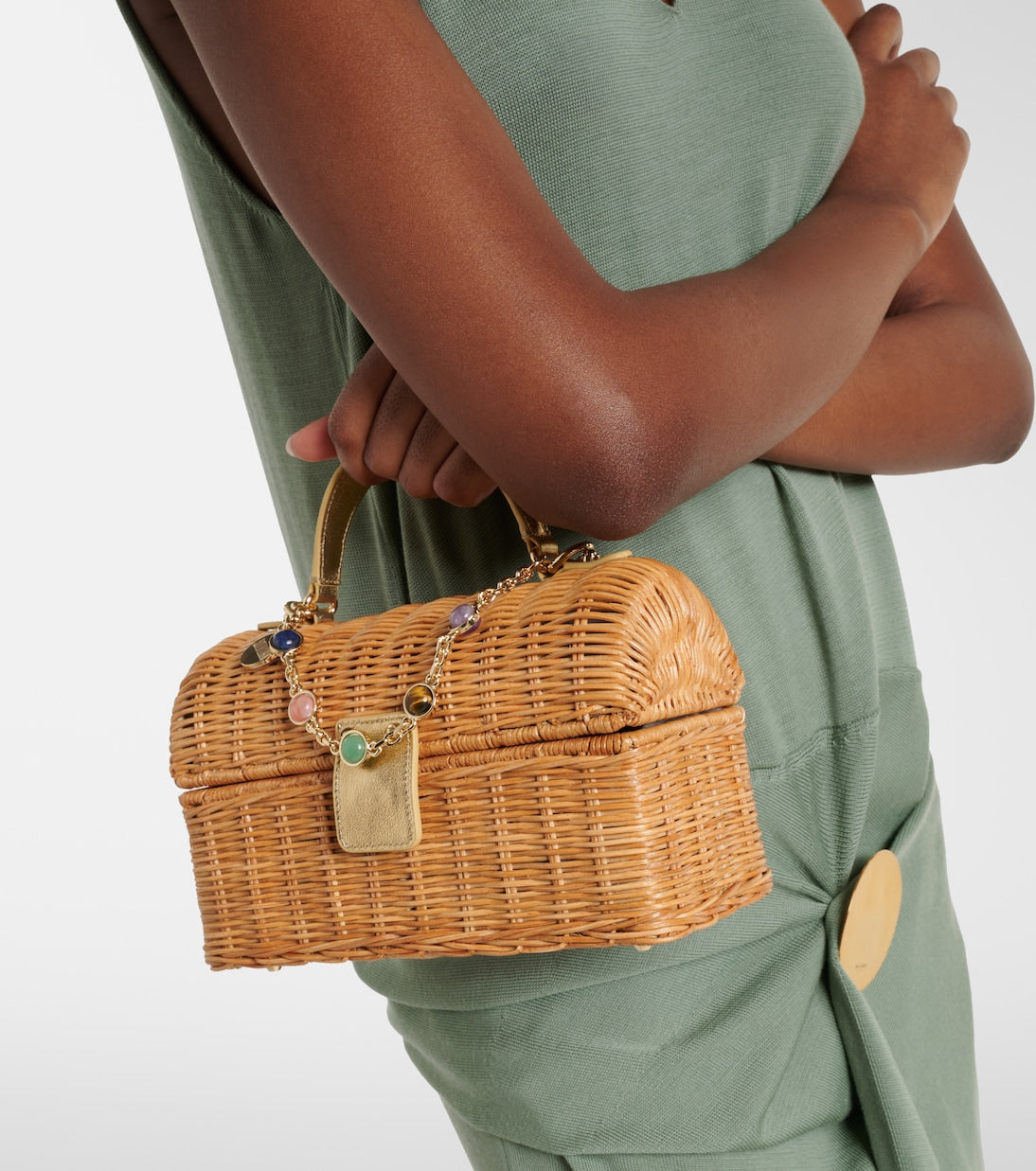 Judith Leiber Couture - Isla embellished wicker top-handle bag