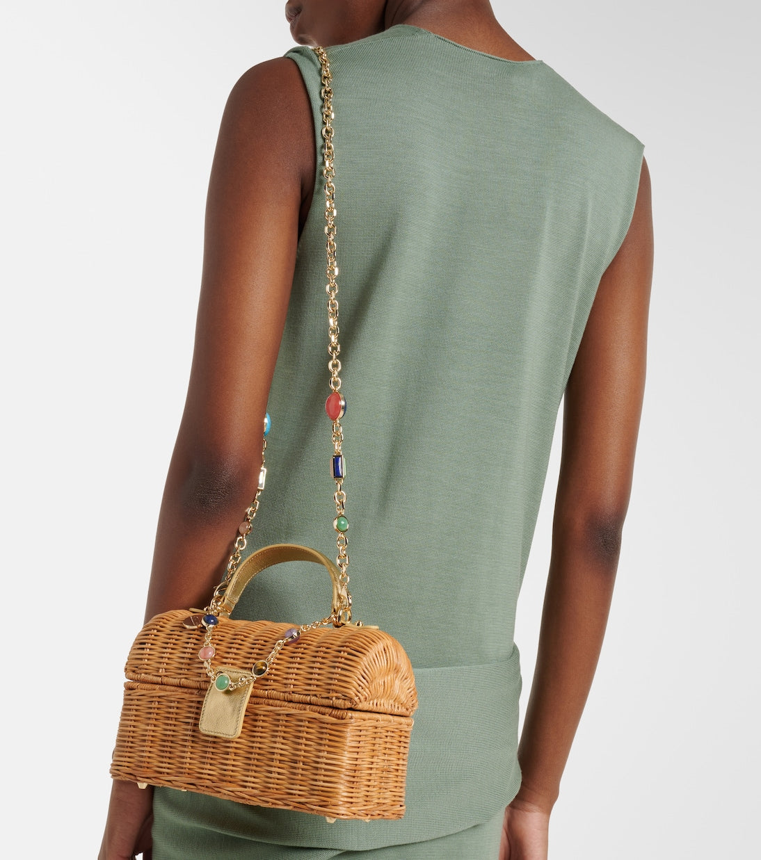 Judith Leiber Couture - Isla embellished wicker top-handle bag