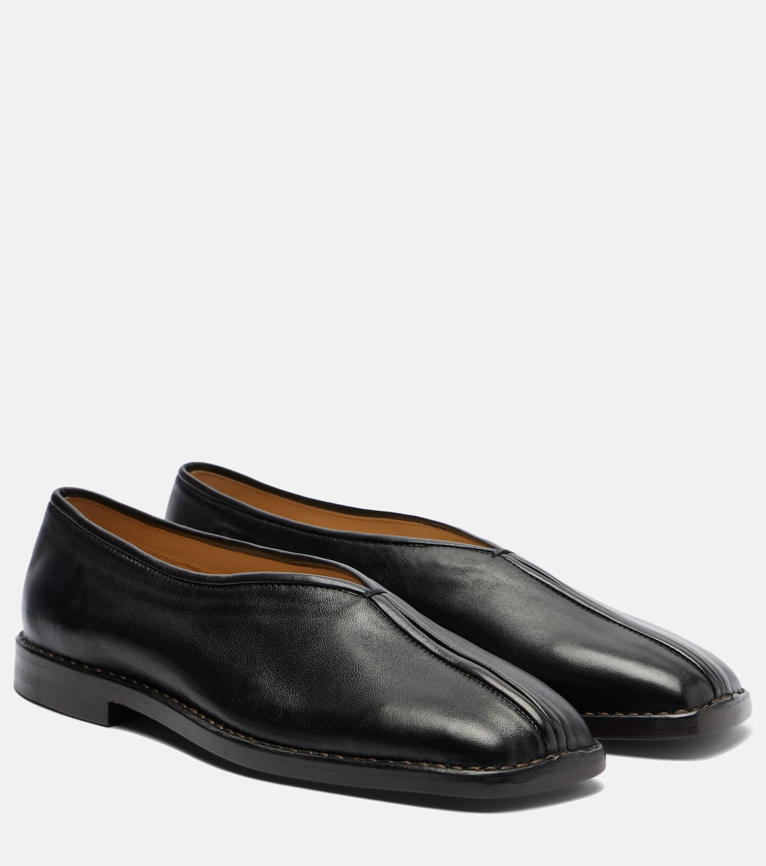 Lemaire - Piped leather slip-on shoes