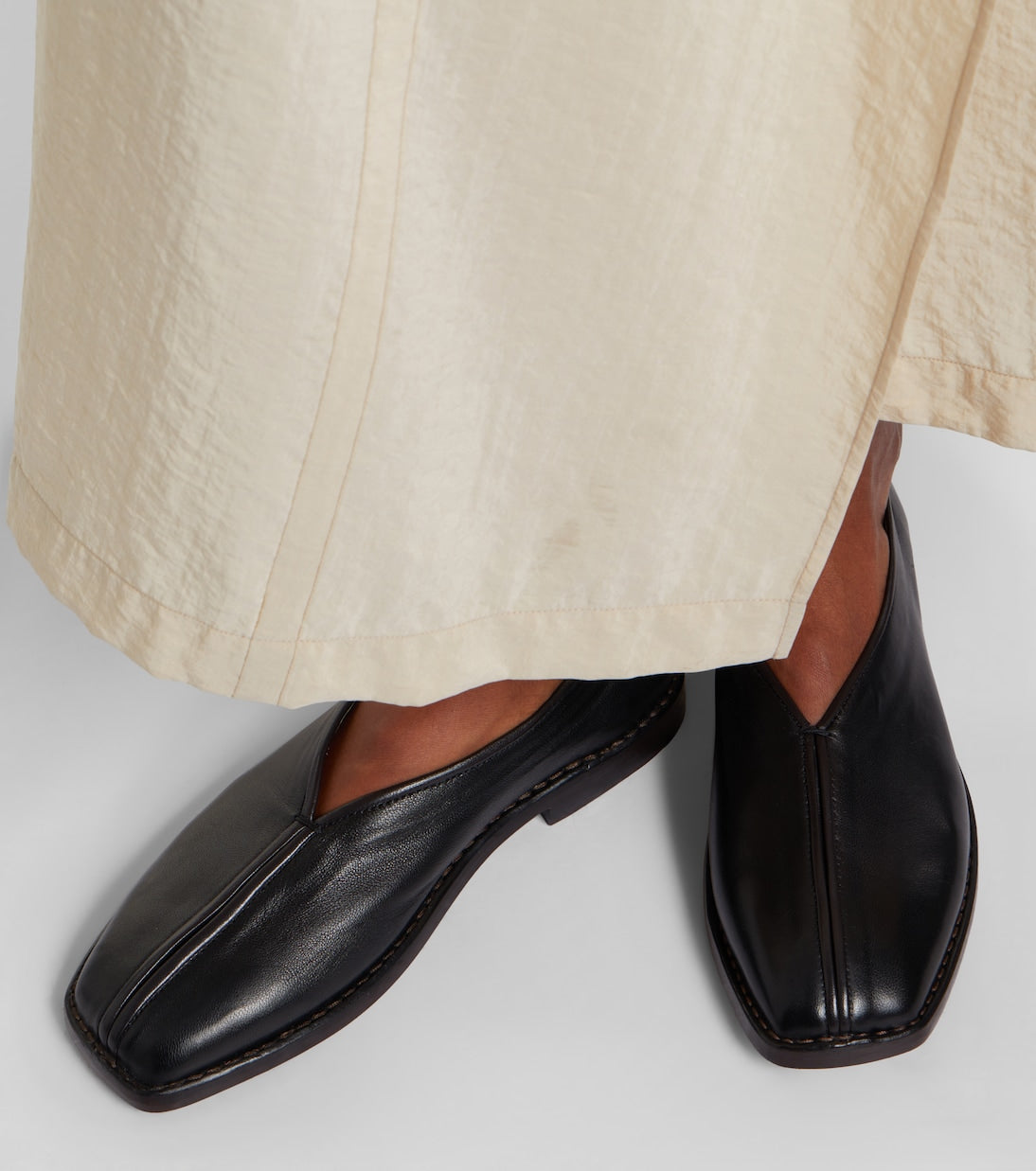 Lemaire - Piped leather slip-on shoes