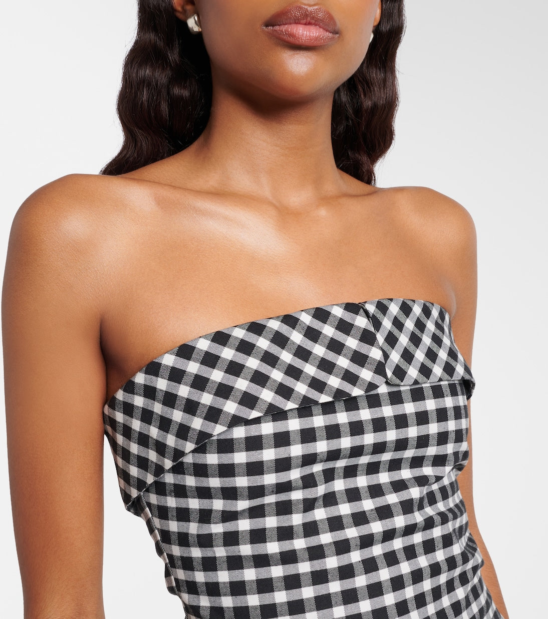 Posse - Chiara gingham cotton-blend tube top