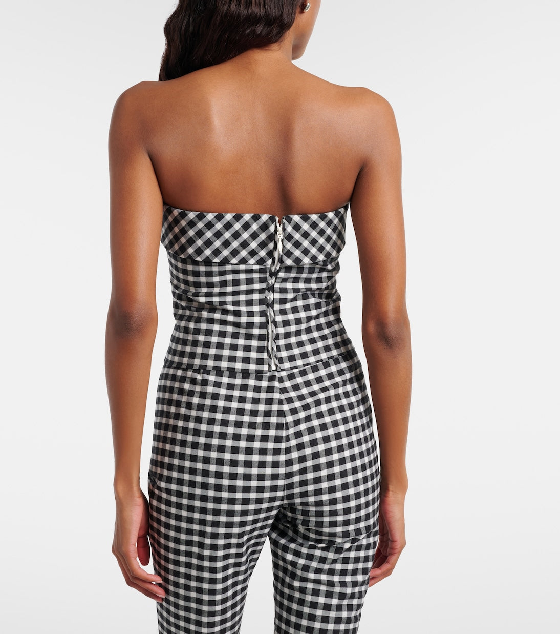 Posse - Chiara gingham cotton-blend tube top