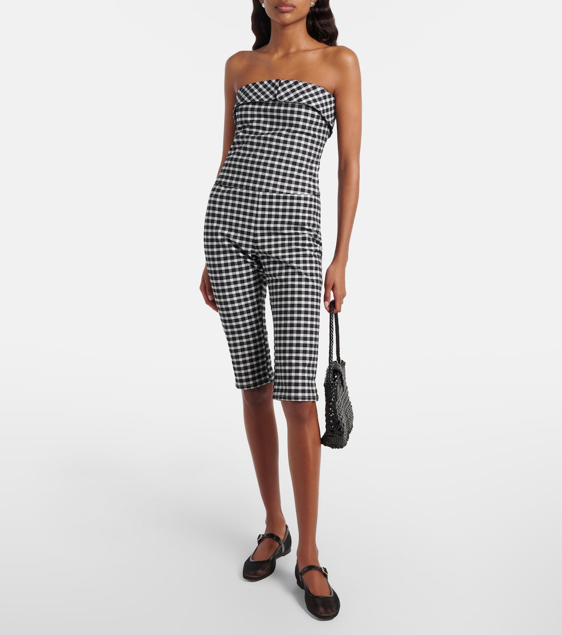 Posse - Chiara gingham cotton-blend tube top