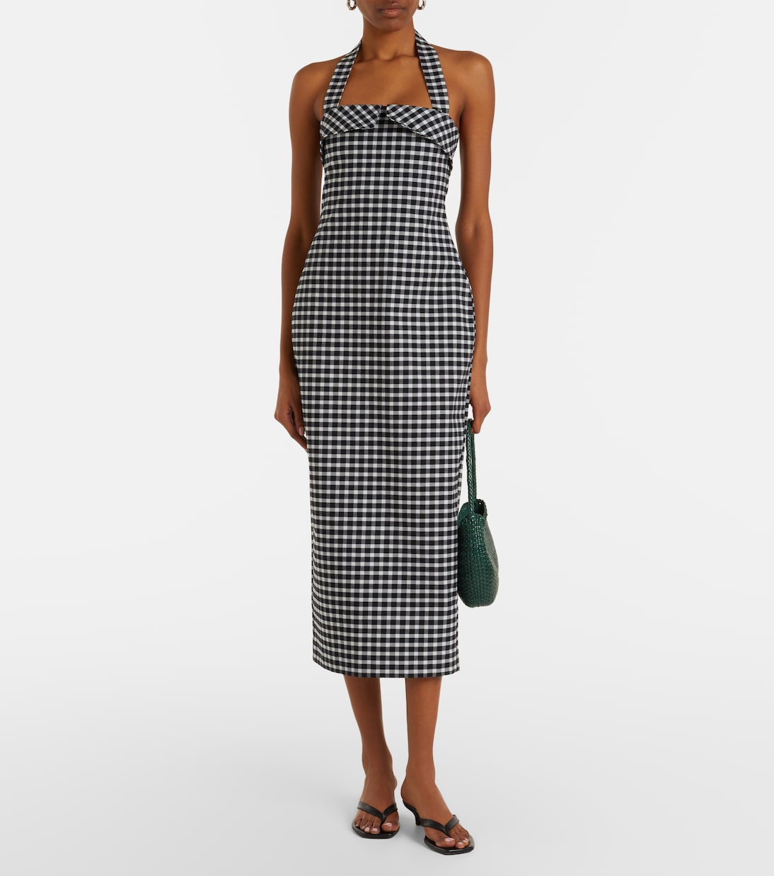 Posse - Chiara gingham cotton-blend midi dress
