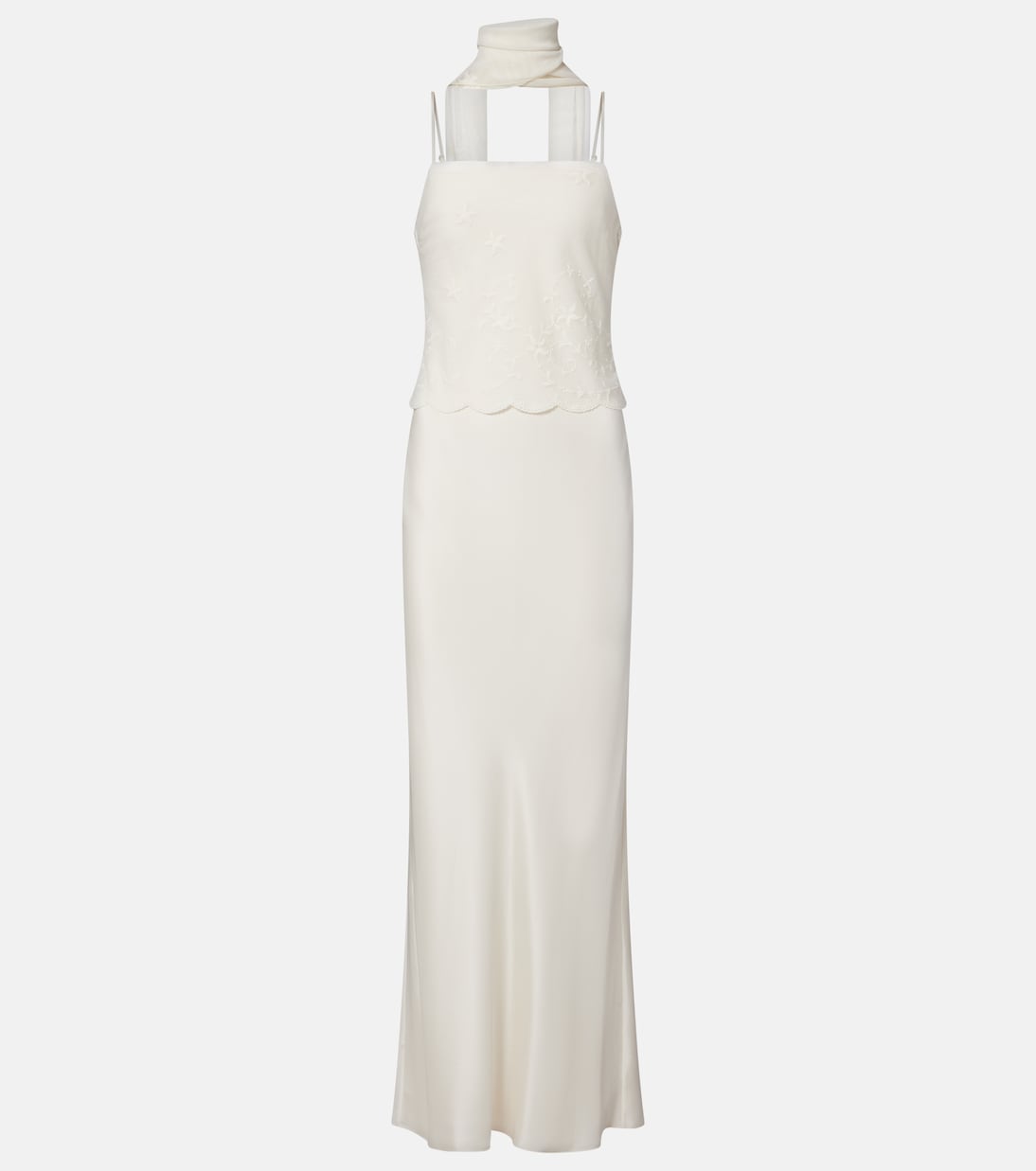 Posse - Cove tulle-trimmed silk-blend satin maxi dress