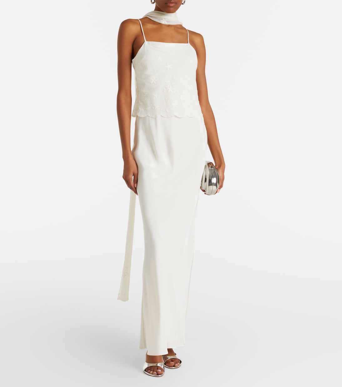 Posse - Cove tulle-trimmed silk-blend satin maxi dress