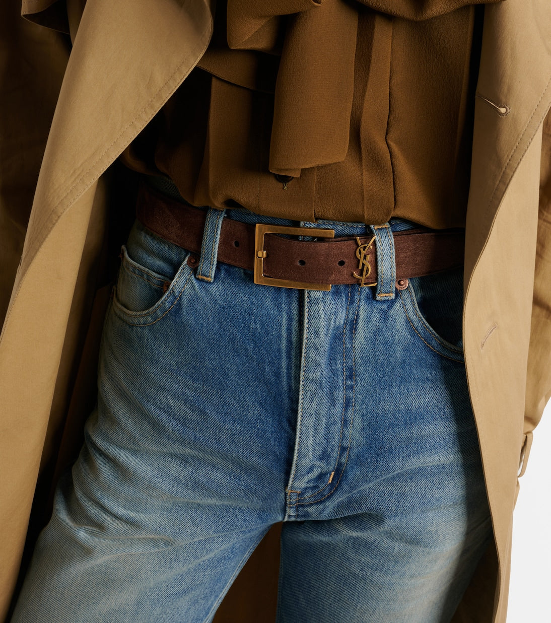 Saint Laurent - Cassandre suede belt