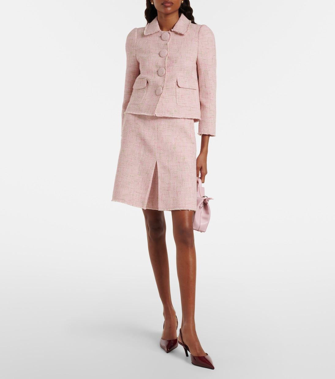 Shushu/Tong - Belted cotton-blend tweed pencil skirt