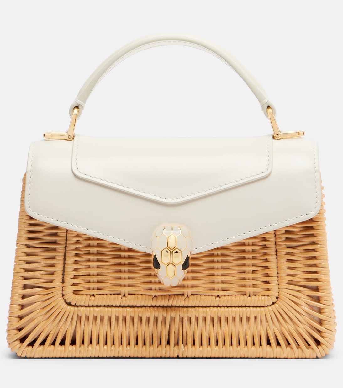 Bvlgari - Serpenti Forever Mini wicker top-handle bag