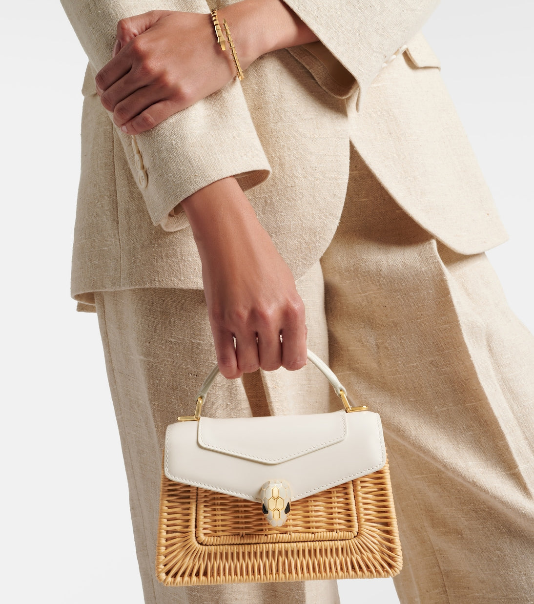 Bvlgari - Serpenti Forever Mini wicker top-handle bag