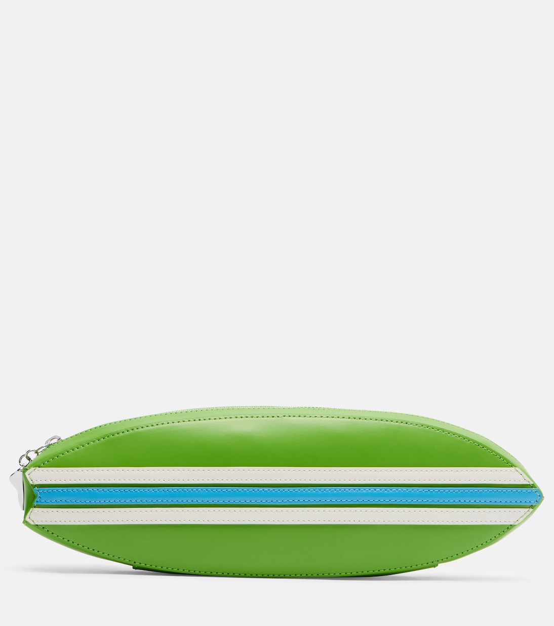 Staud - Surfboard striped leather clutch