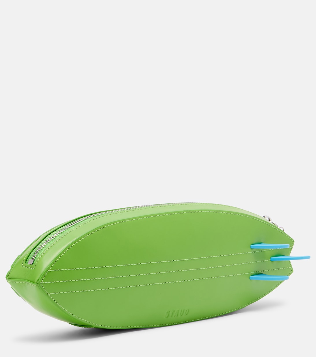 Staud - Surfboard striped leather clutch