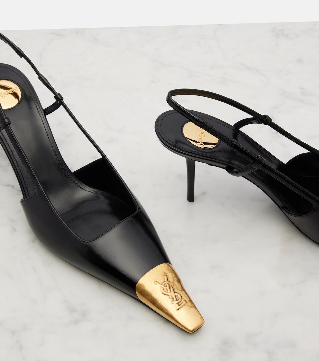 Saint Laurent - Jeanne 75 leather slingback pumps