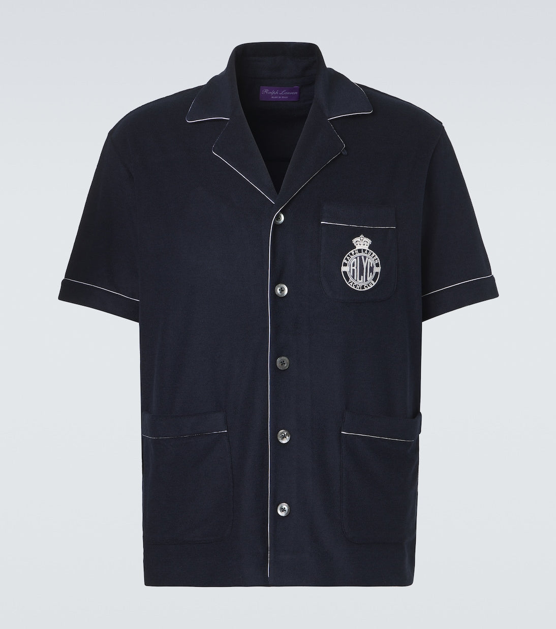 Ralph Lauren Purple Label - Embroidered cotton and silk terry shirt