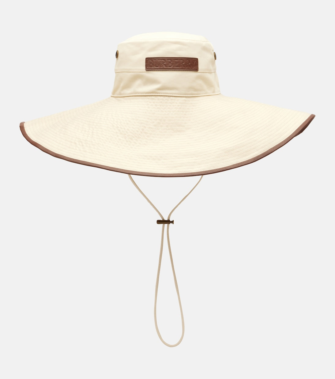 Burberry - Leather-trimmed cotton-blend sun hat