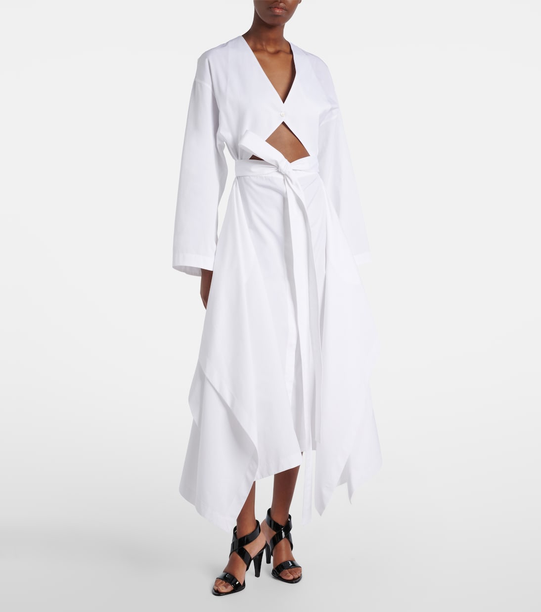 Alaïa - Cutout cotton poplin midi dress