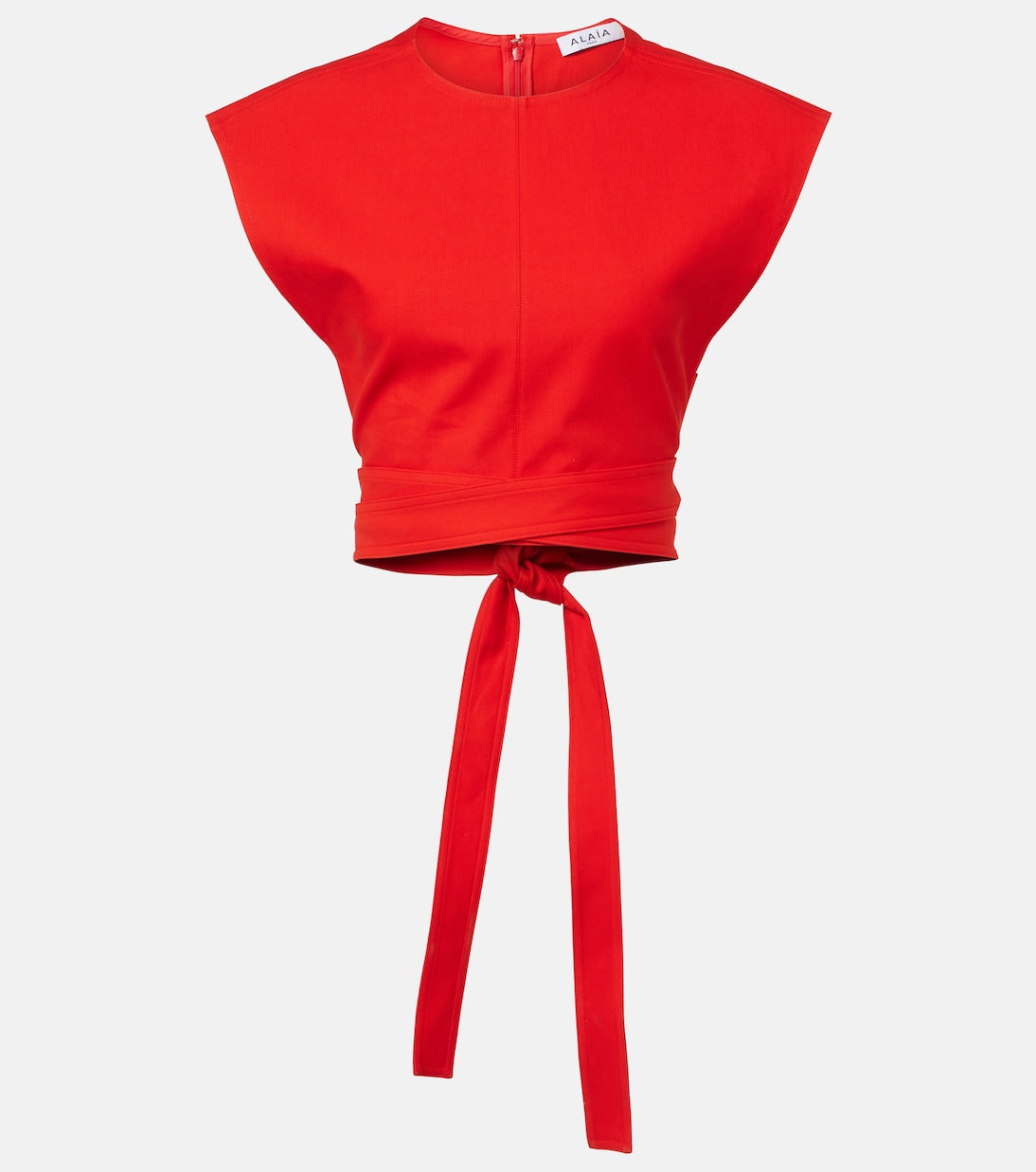 Alaïa - Belted cotton gabardine crop top