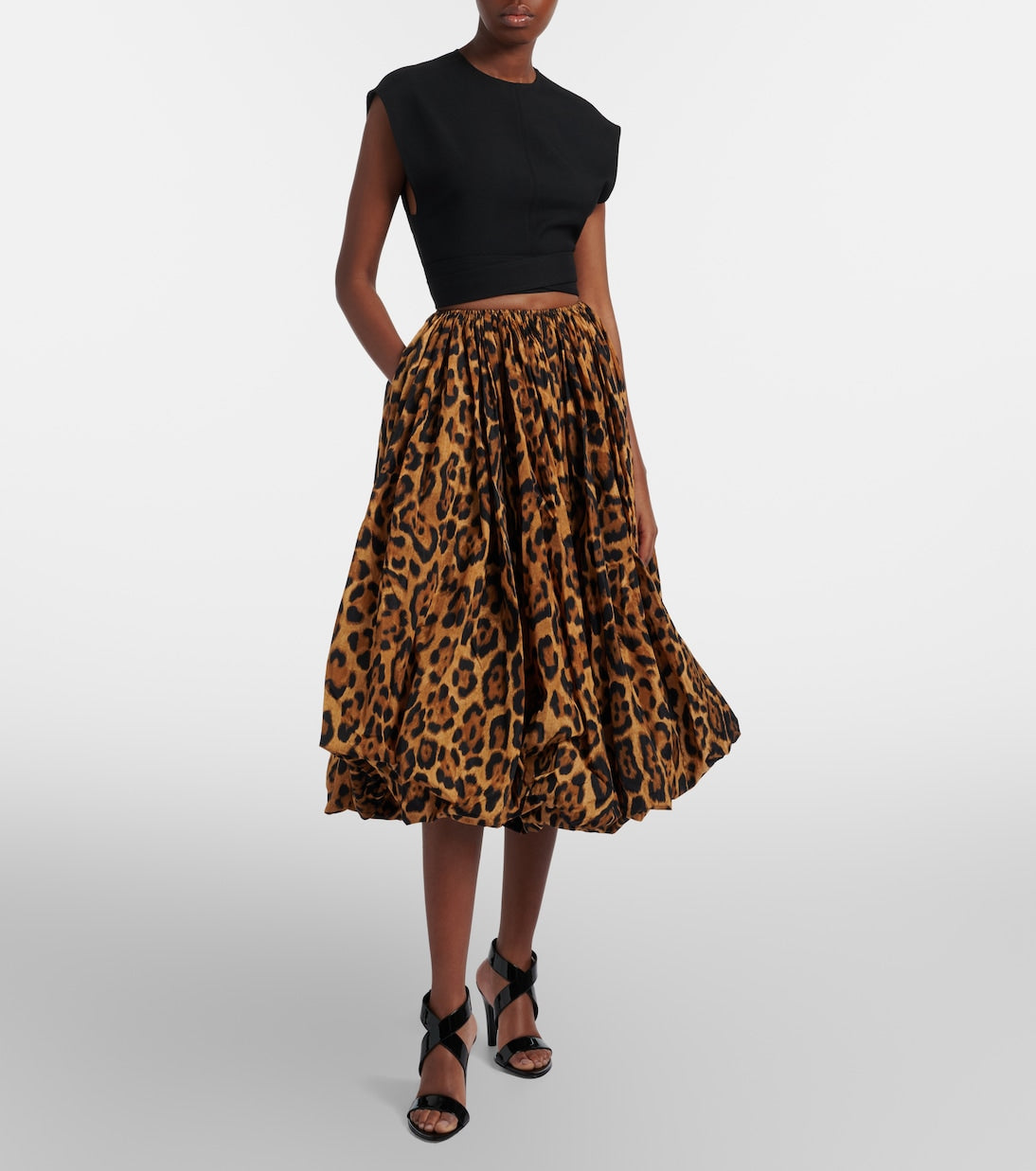 Alaïa - Leopard-print taffeta midi skirt