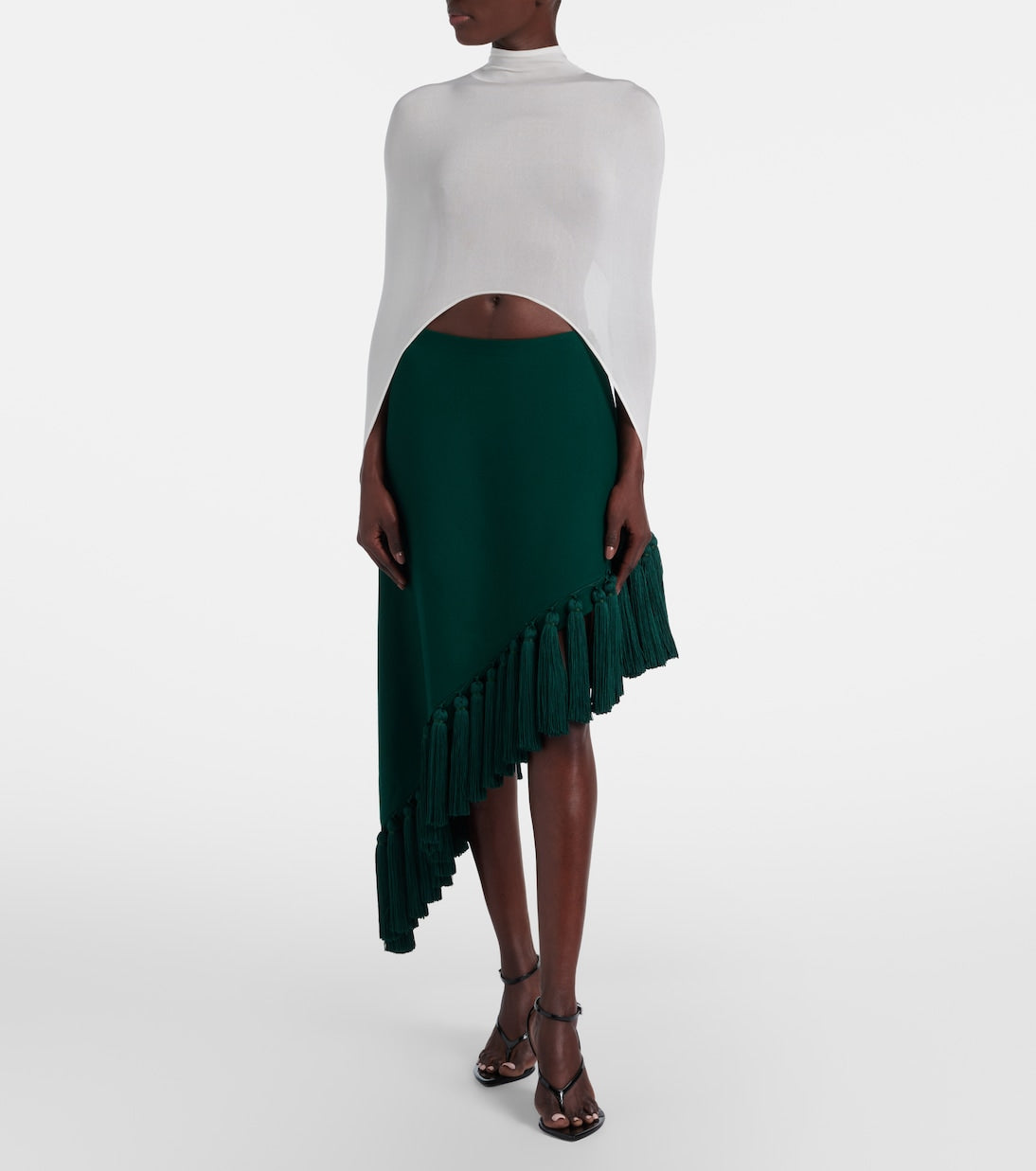 Alaïa - Asymmetric wool gabardine midi skirt
