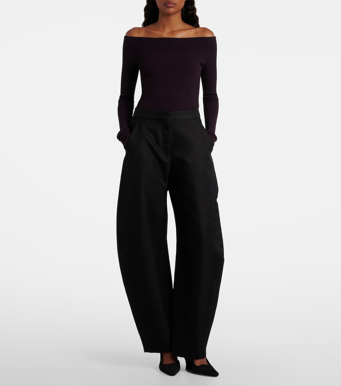 Alaïa - Wool and silk barrel-leg pants