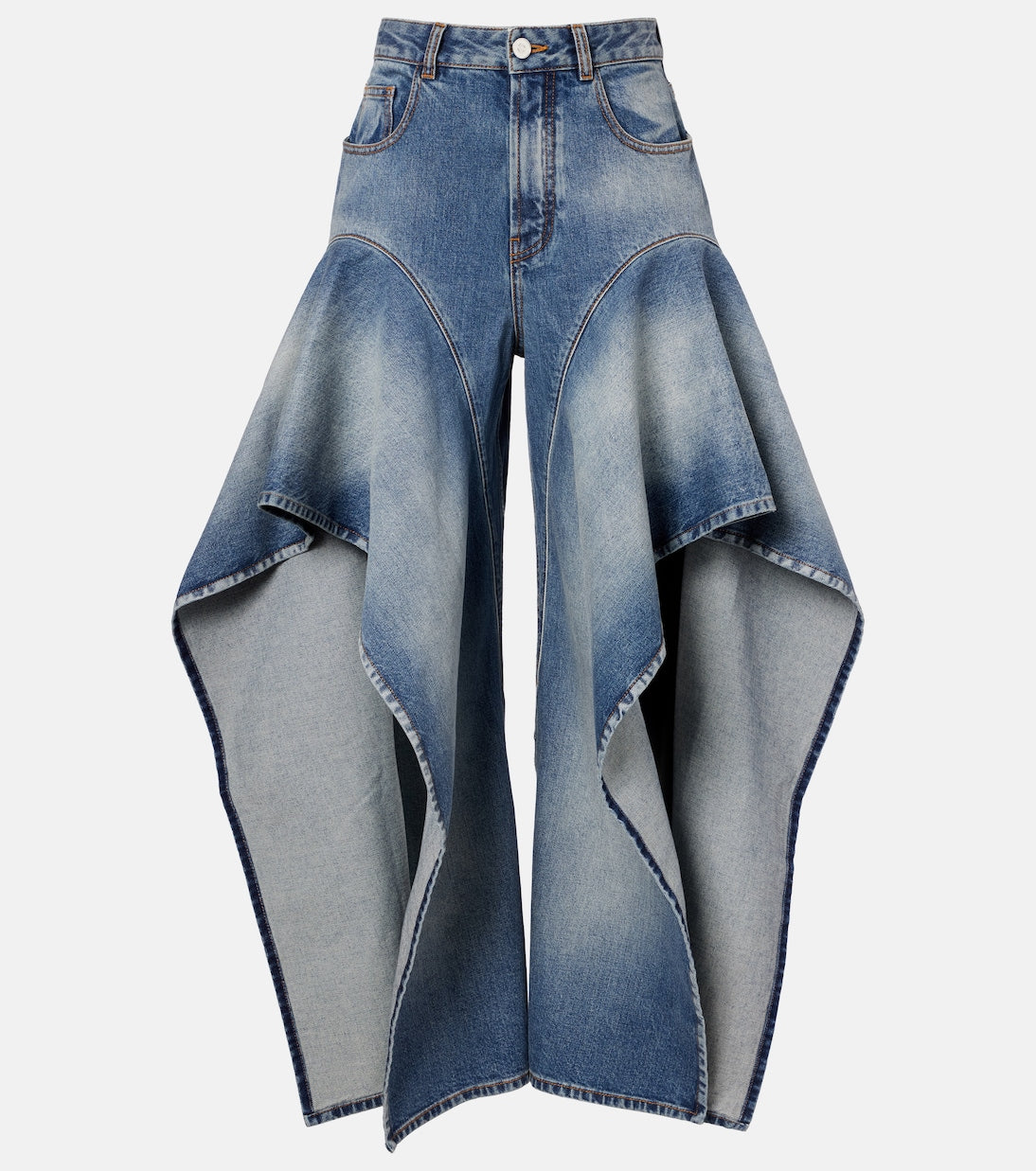 Alaïa - Ruffled wide-leg jeans