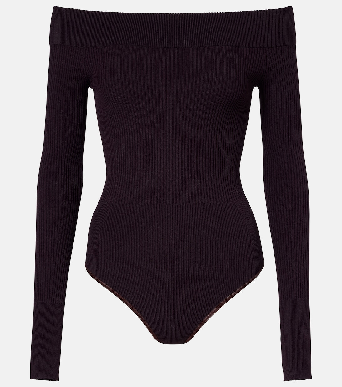 Alaïa - Ribbed-knit off-shoulder bodysuit