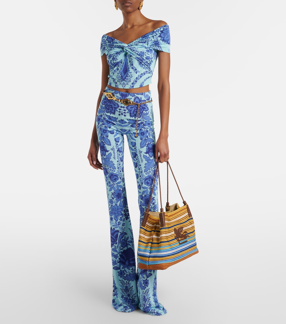 Etro - Printed jersey flared leggings