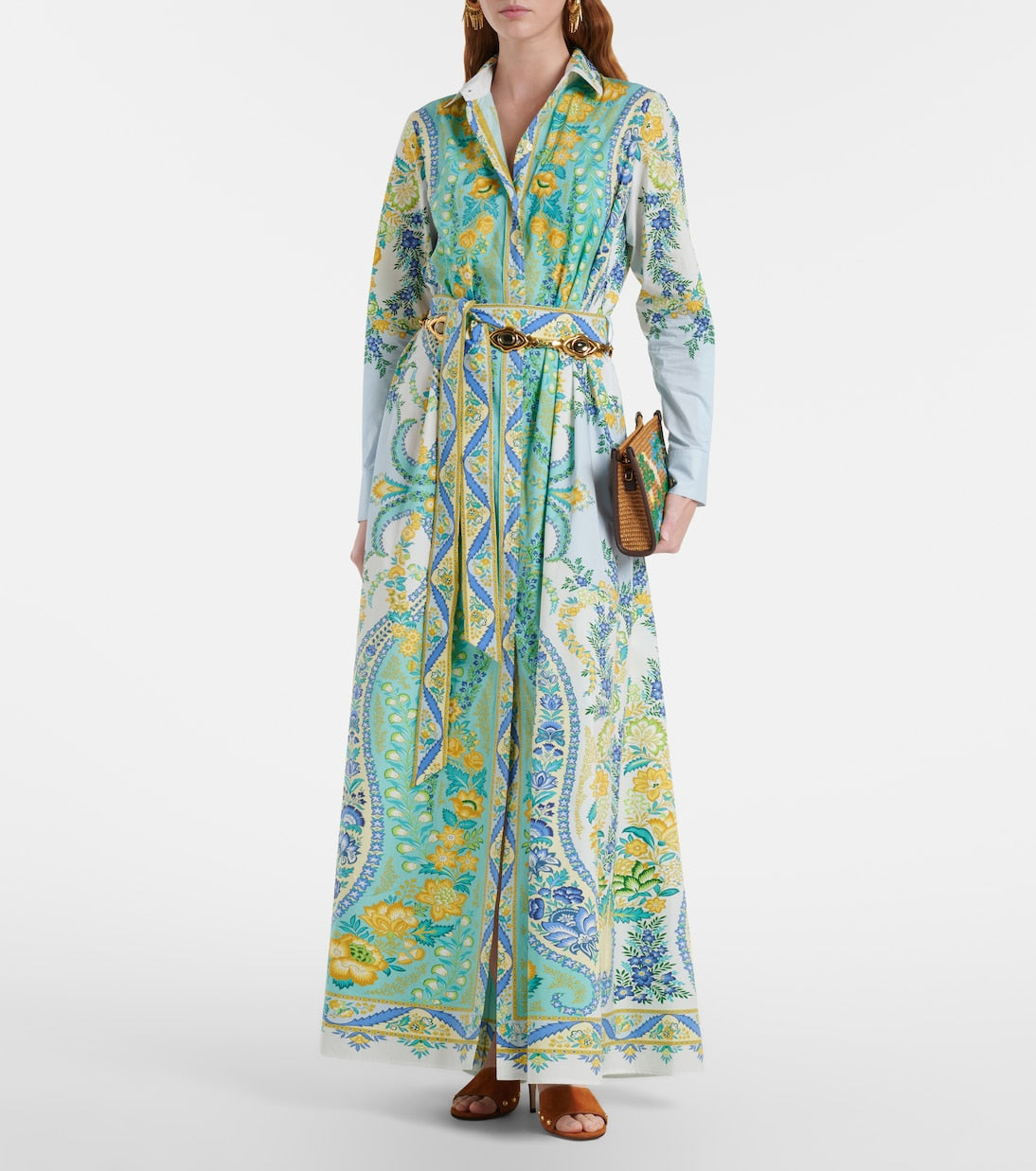 Etro - Belted floral cotton shirt dress