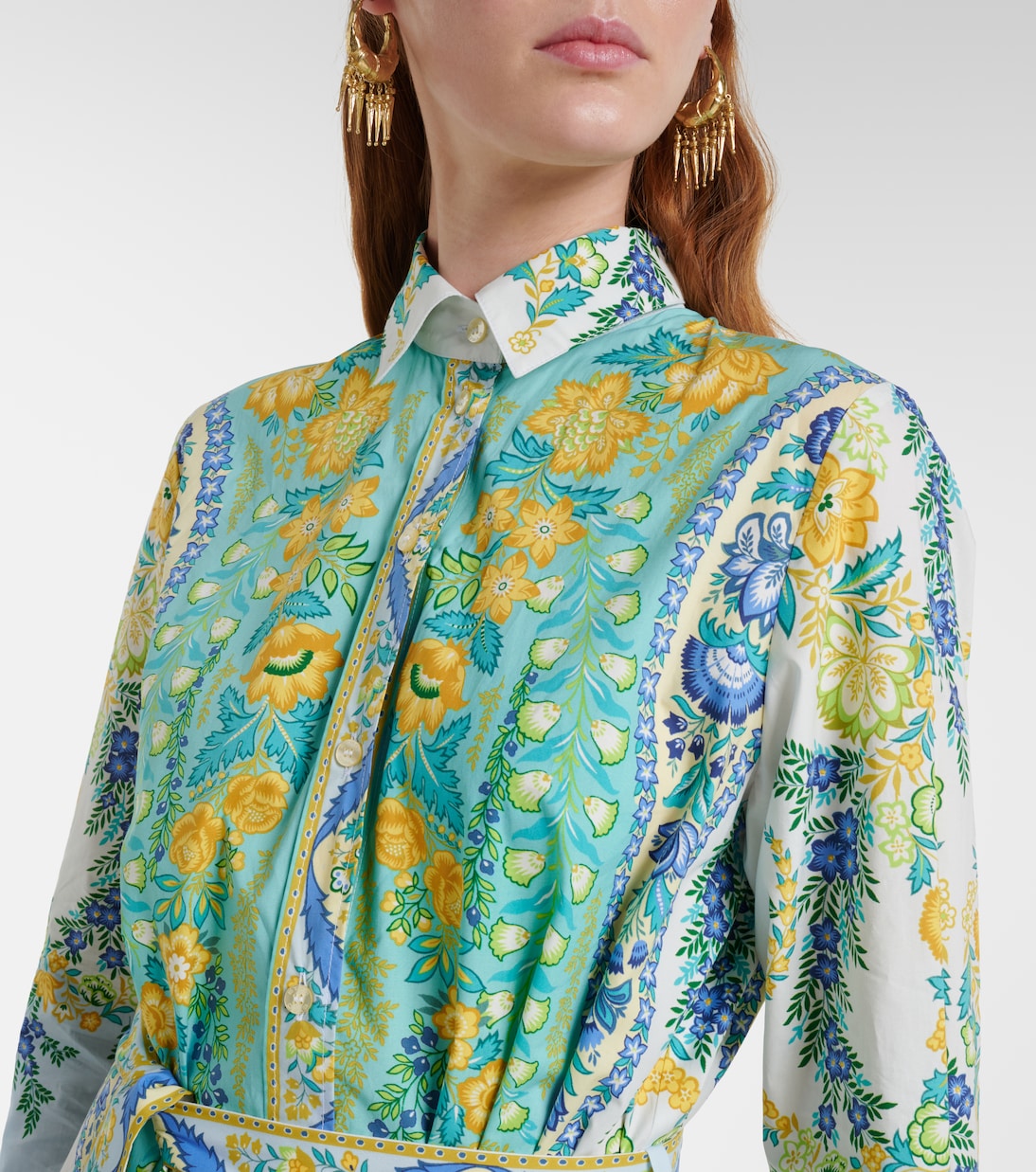 Etro - Belted floral cotton shirt dress