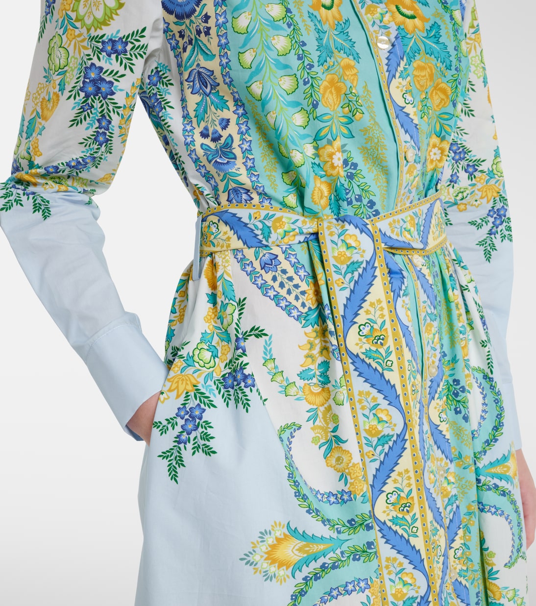 Etro - Belted floral cotton shirt dress