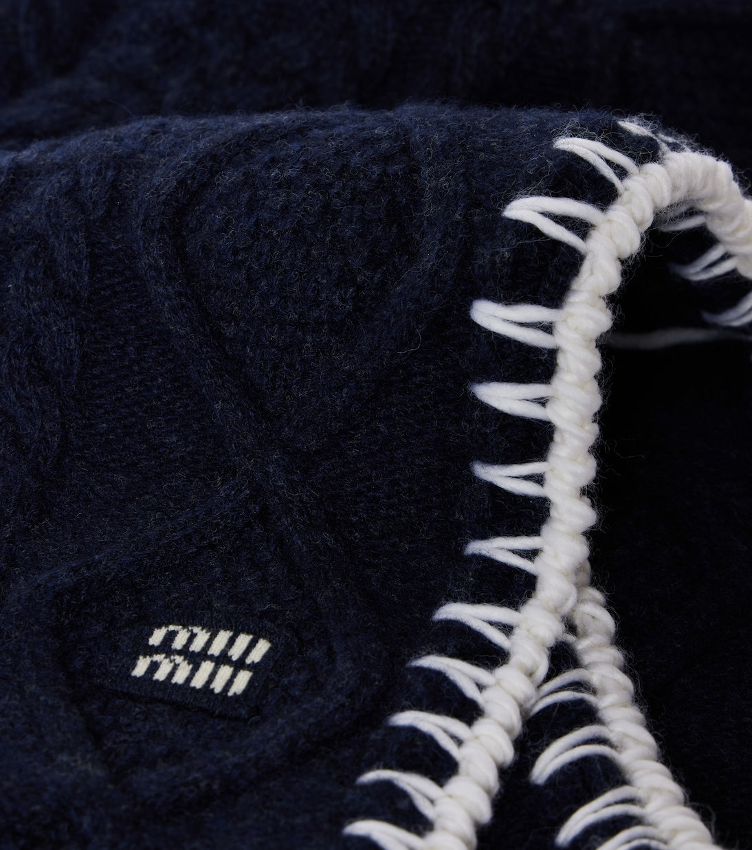 Miu Miu - Cable-knit wool and cashmere scarf
