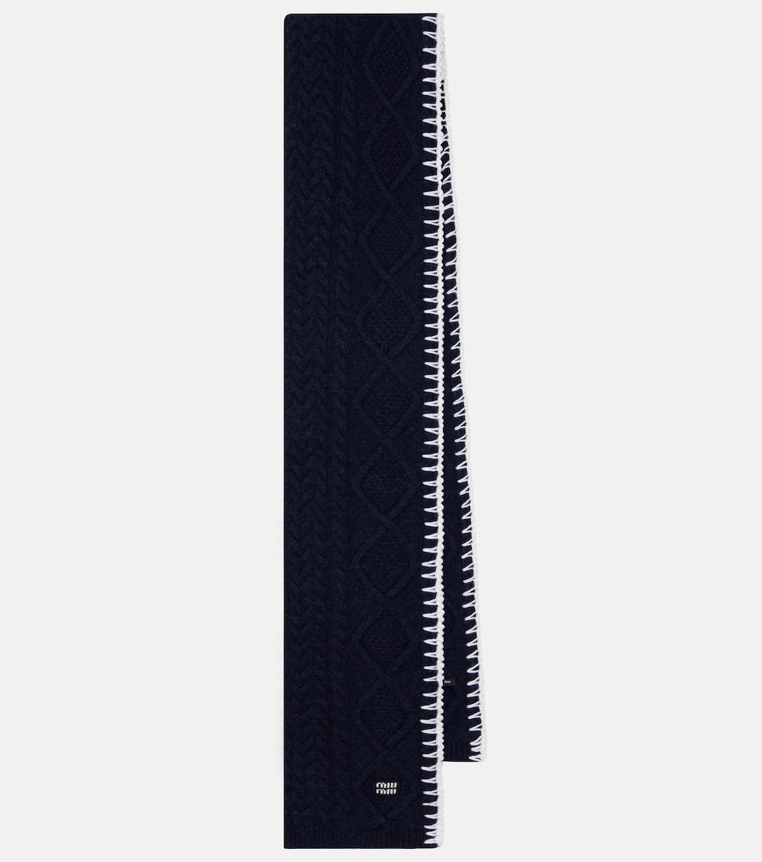 Miu Miu - Cable-knit wool and cashmere scarf