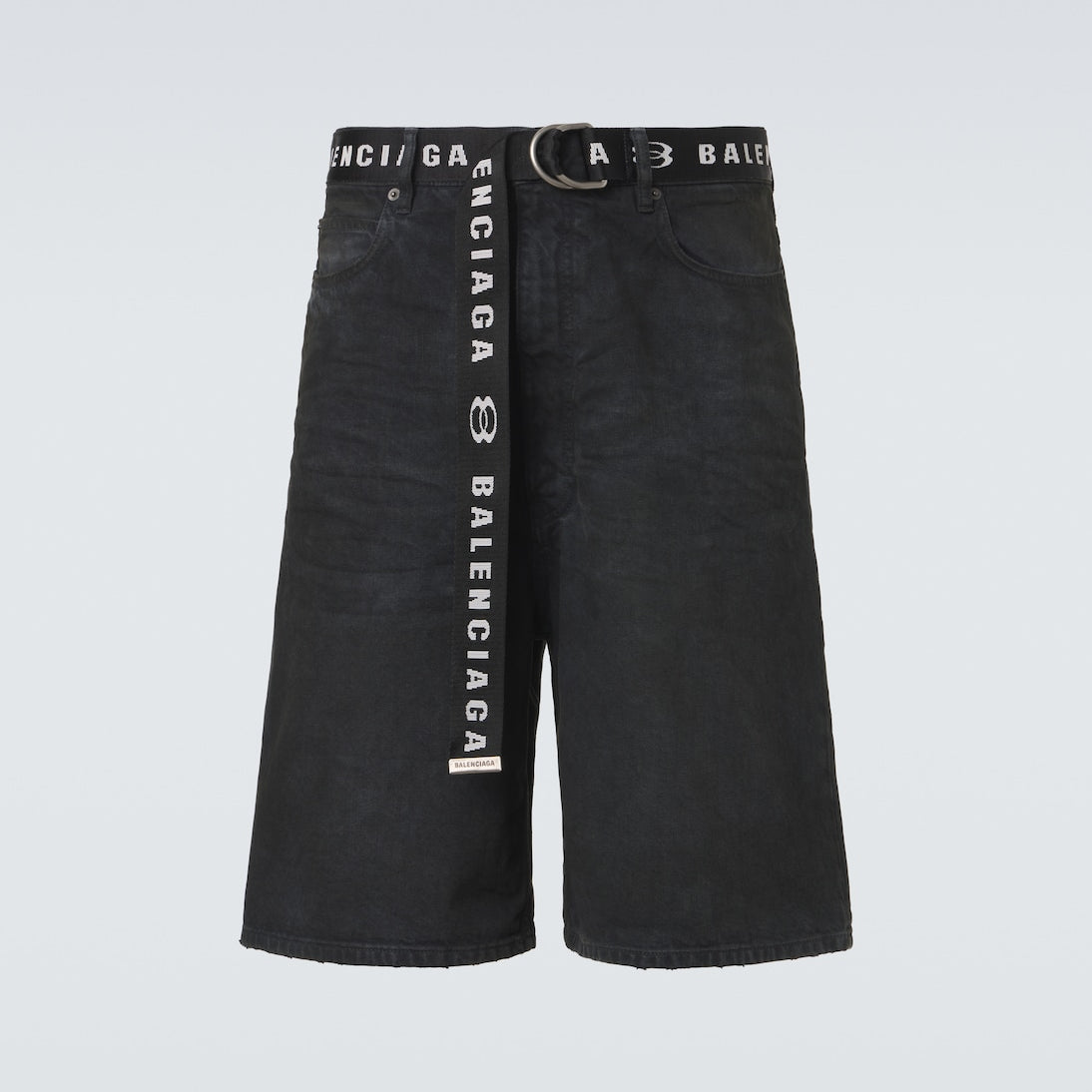 Balenciaga - Unity belted denim Bermuda shorts