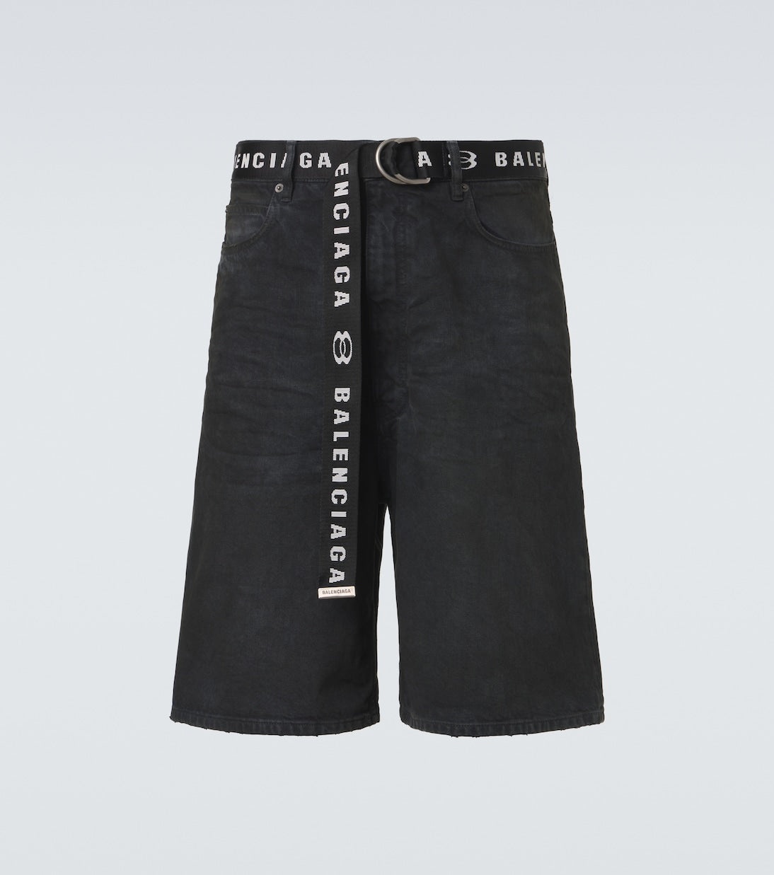 Balenciaga - Unity belted denim Bermuda shorts