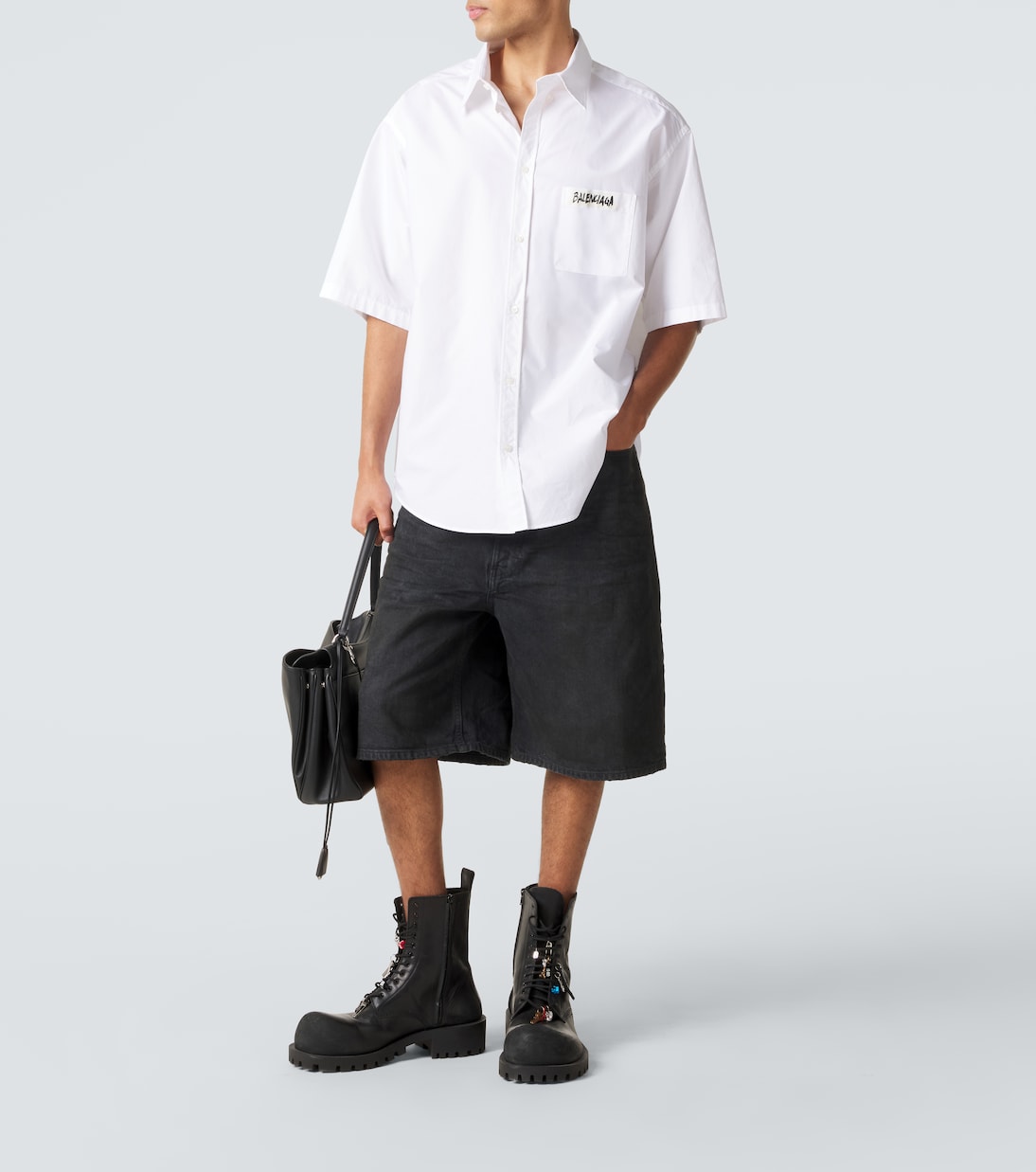 Balenciaga - Unity belted denim Bermuda shorts