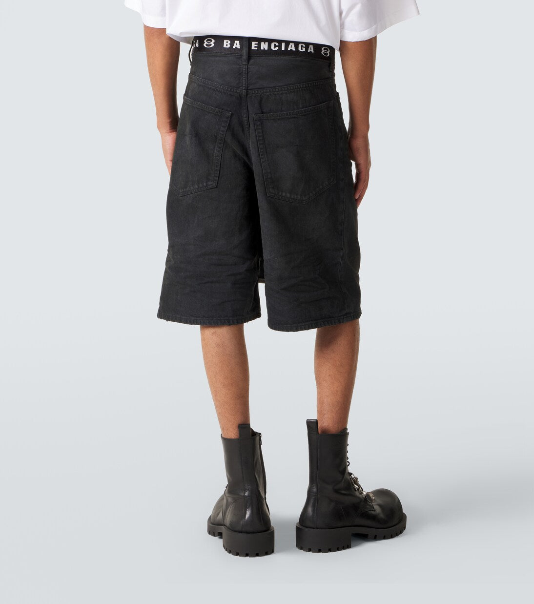 Balenciaga - Unity belted denim Bermuda shorts