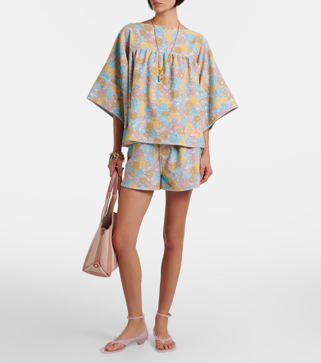 Chloé - Floral cotton terry shorts