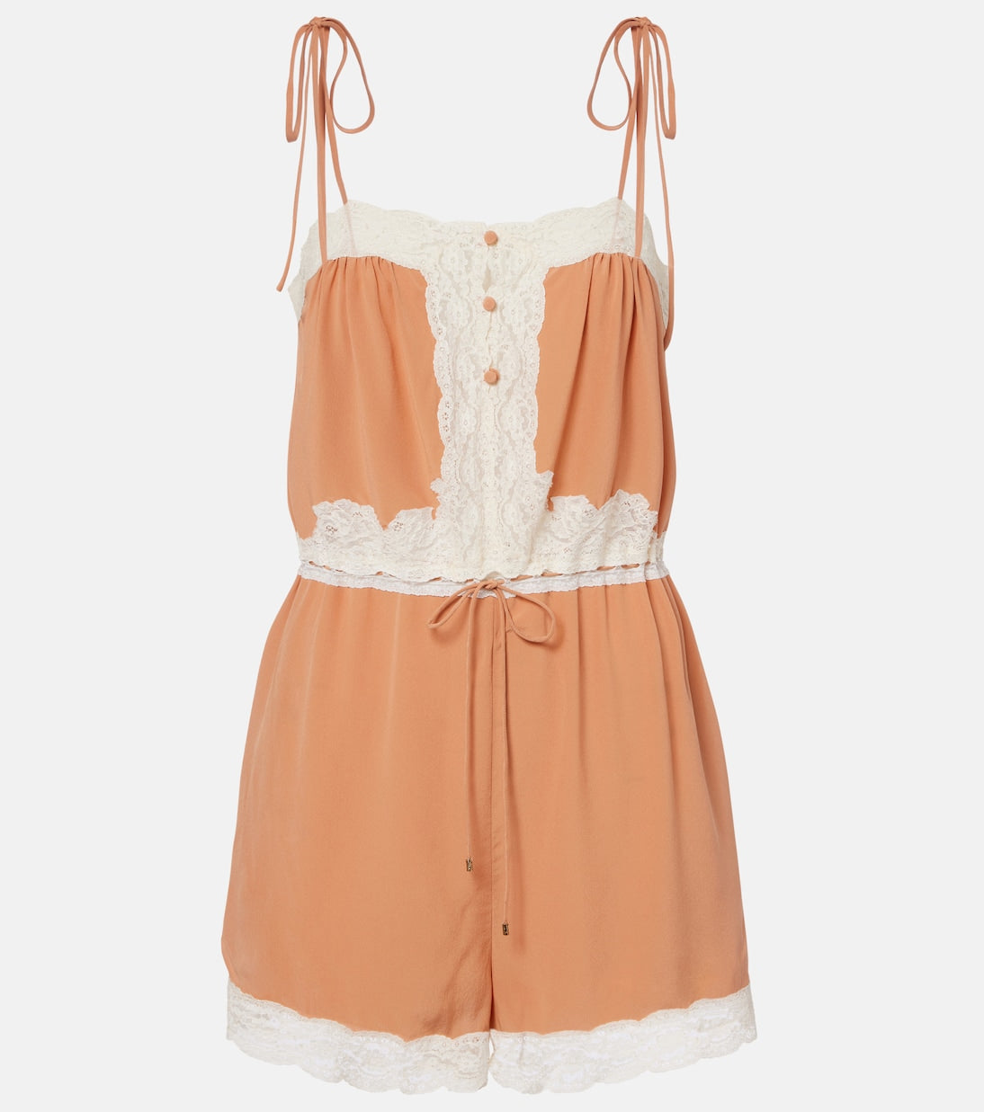 Chloé - Lace-trimmed silk romper