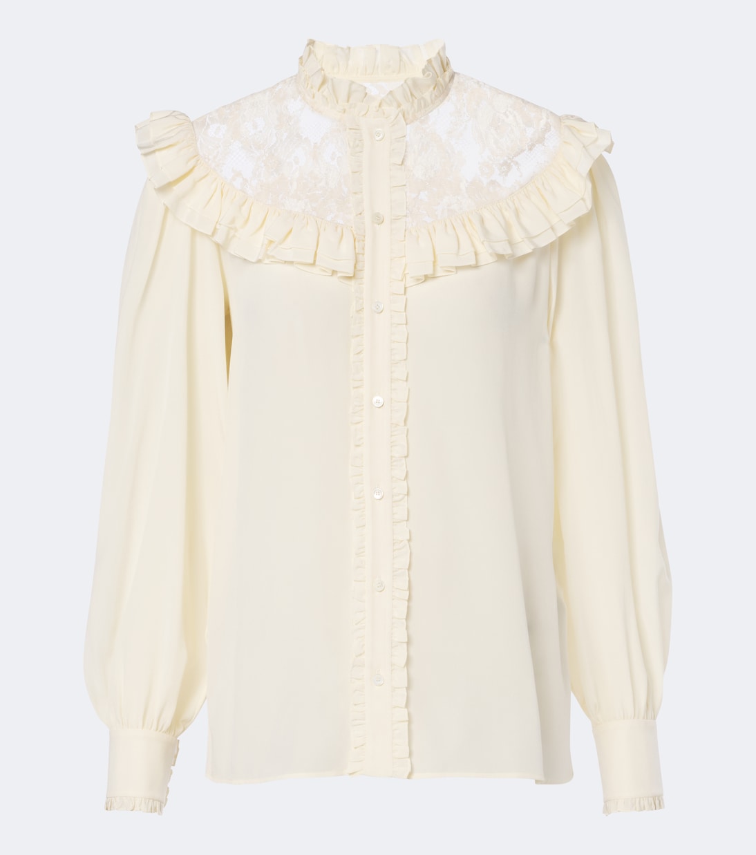 Chloé - Lace-trimmed silk crêpe de chine blouse