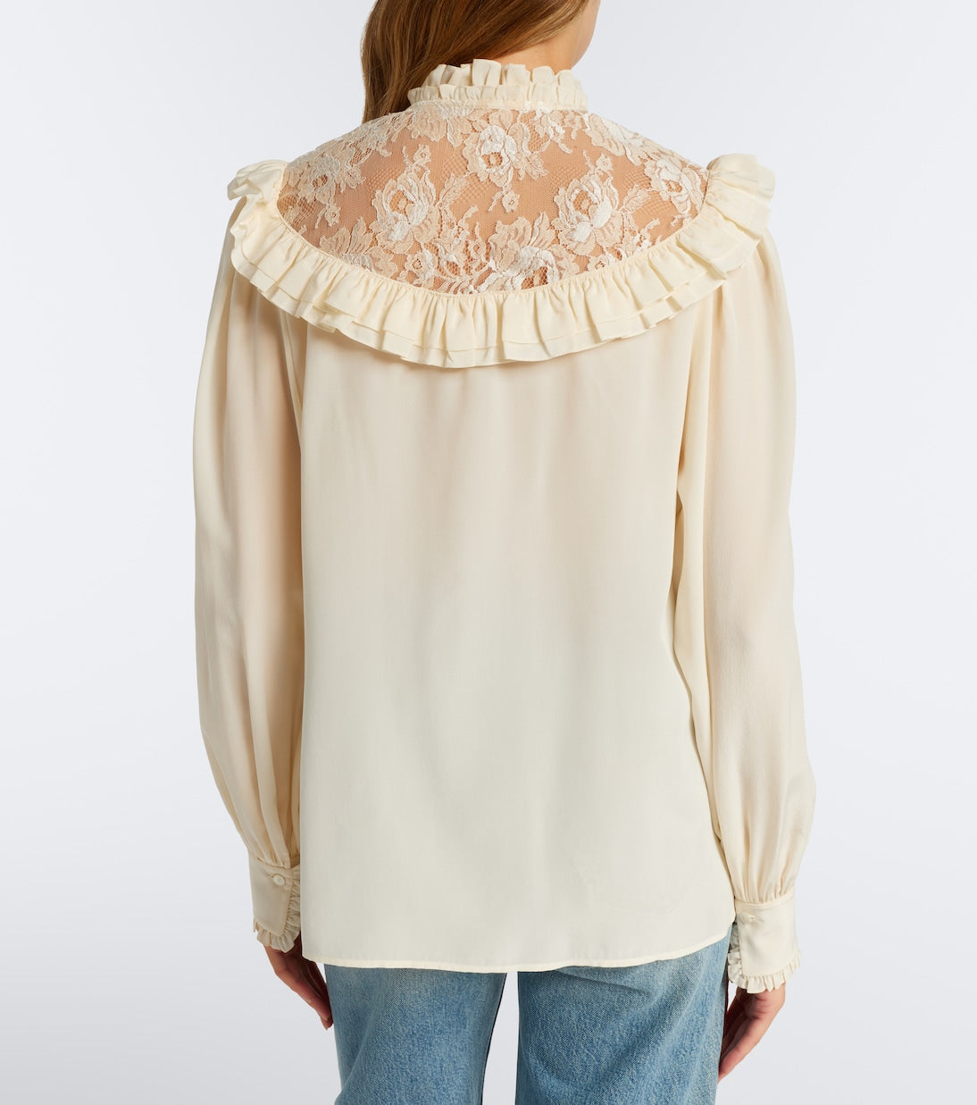 Chloé - Lace-trimmed silk crêpe de chine blouse