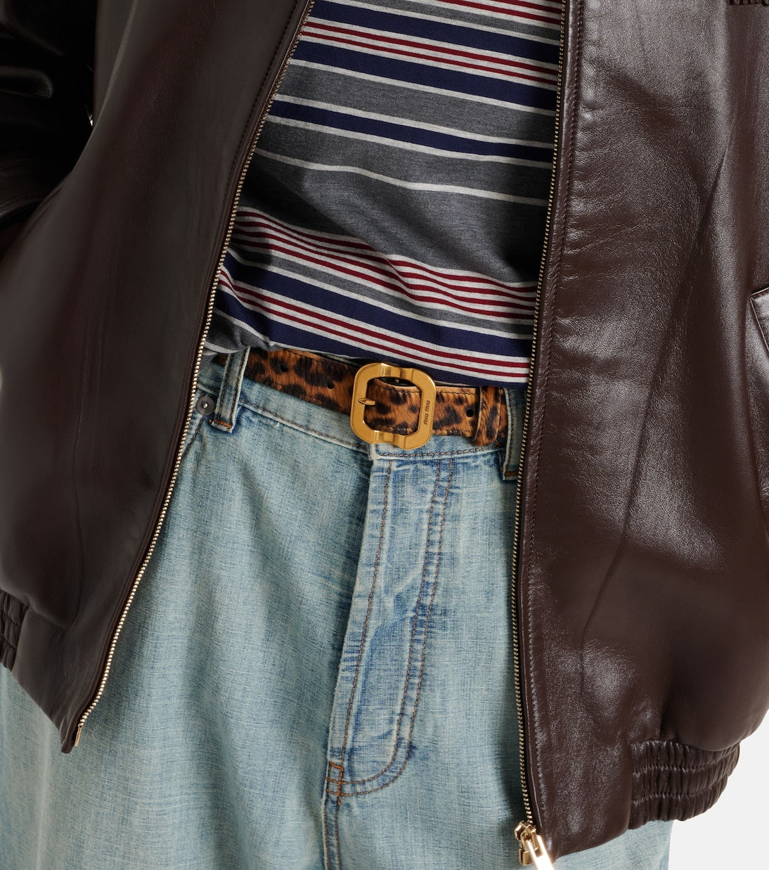 Miu Miu - Leopard-print calf hair belt