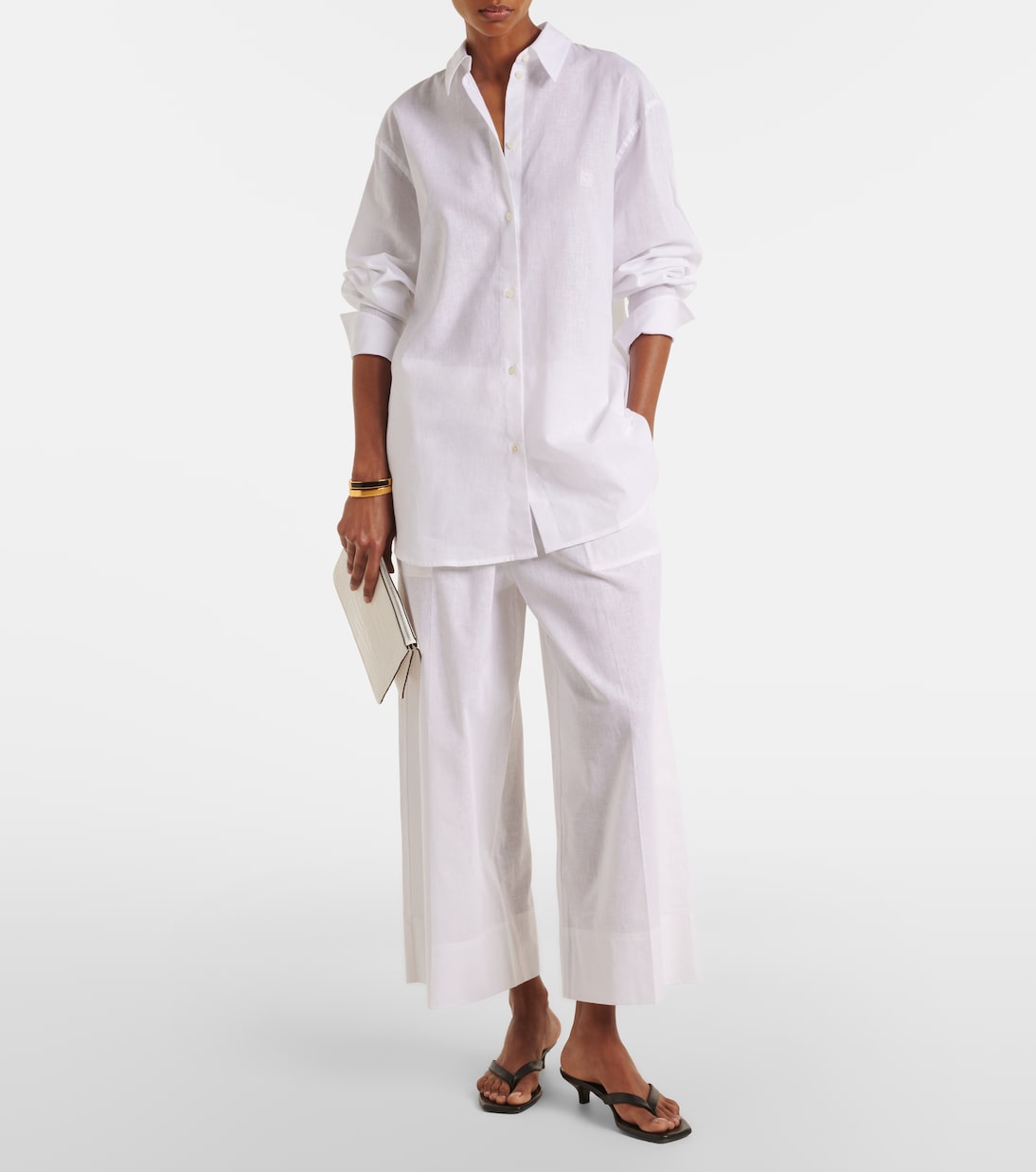 Toteme - Cotton and linen wide-leg pants