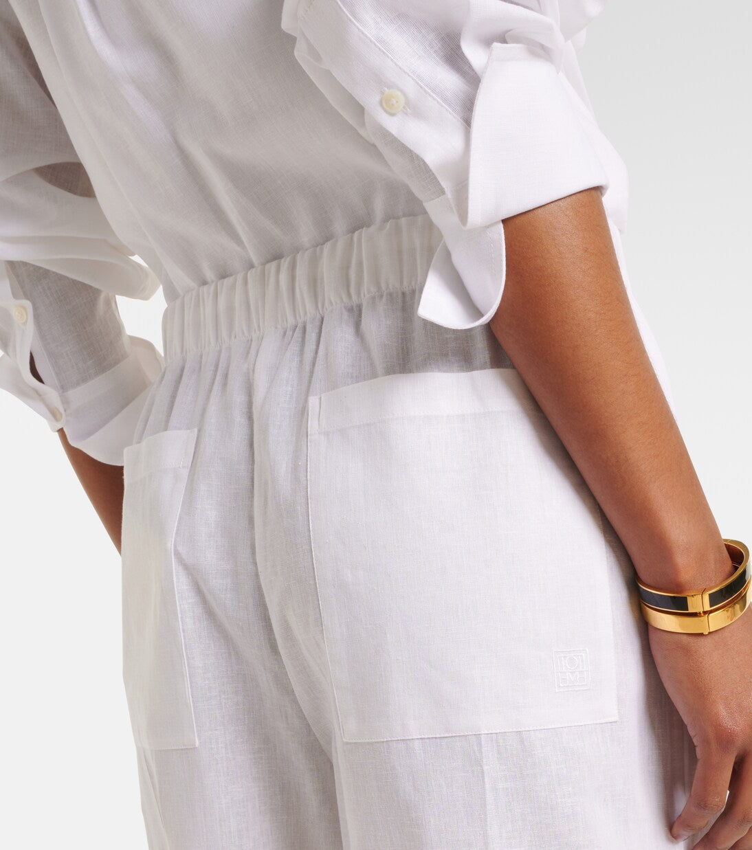 Toteme - Cotton and linen wide-leg pants