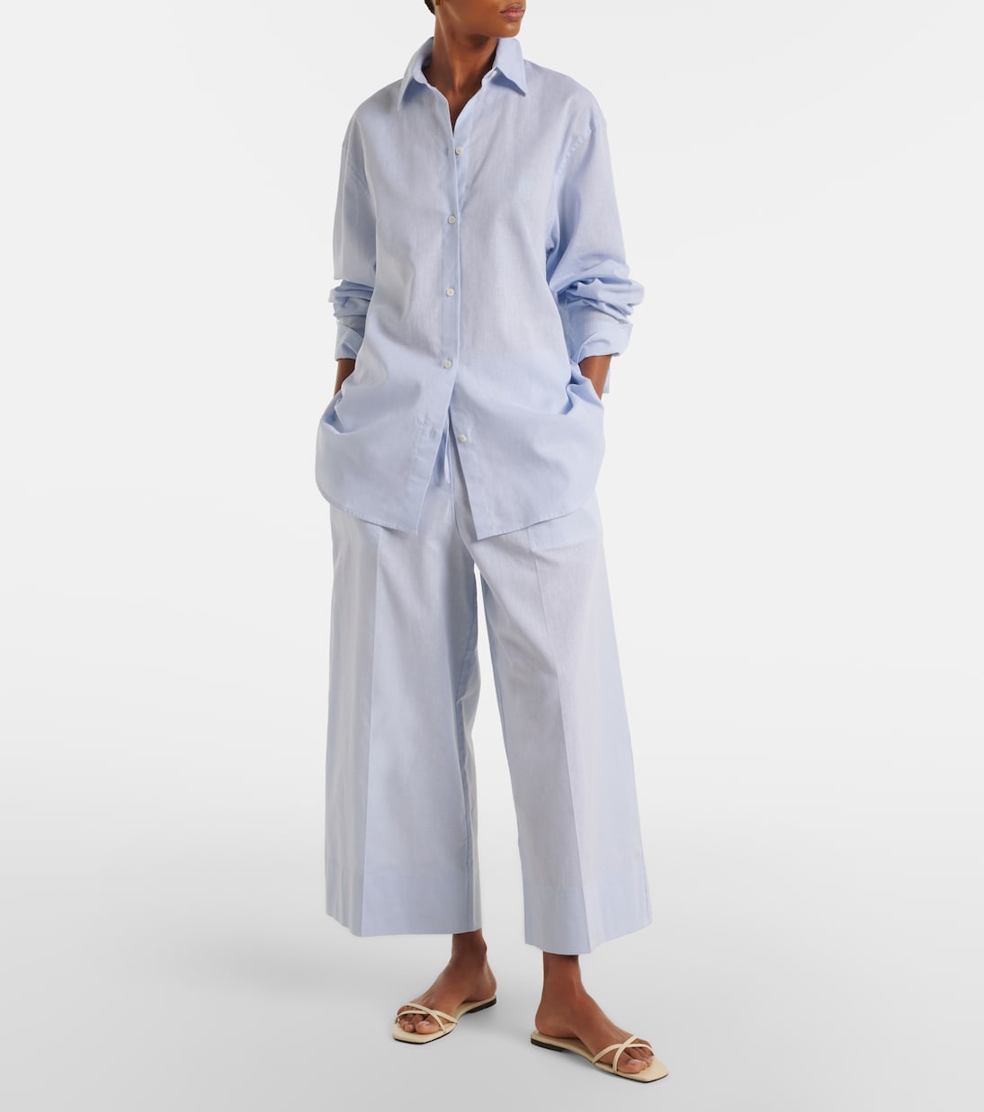 Toteme - Cotton and linen wide-leg pants