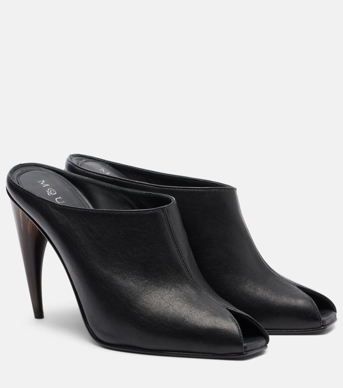 McQueen - Horn Heel leather mules