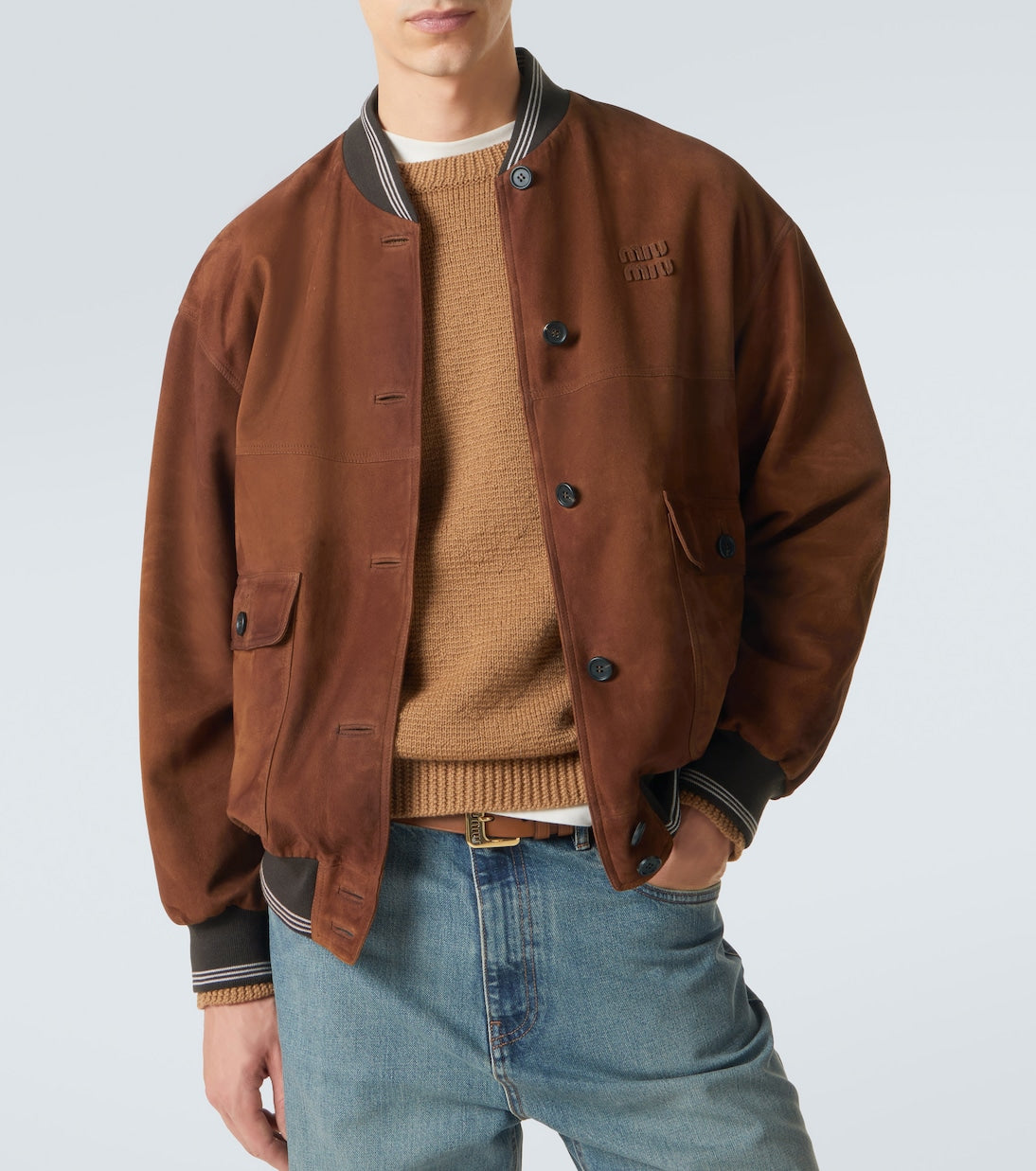 Miu Miu - Suede bomber jacket